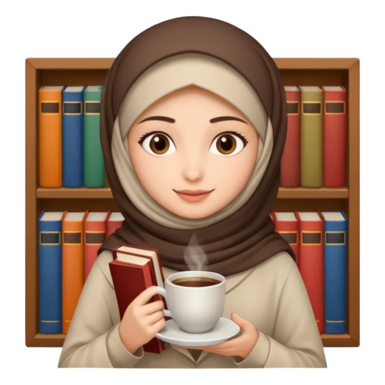 Muslim girl with coffe and books sticker