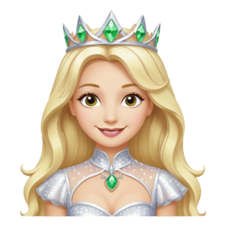 The Good Witch from Oz with long blonde hair, white sequin outfit sticker