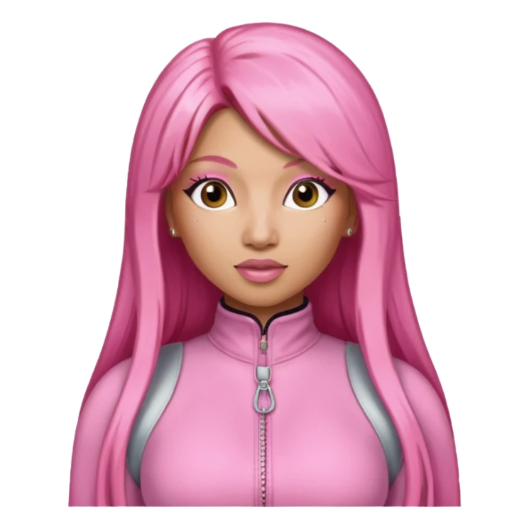 Nicki Minaj long pink hair, pink jumpsuit sticker