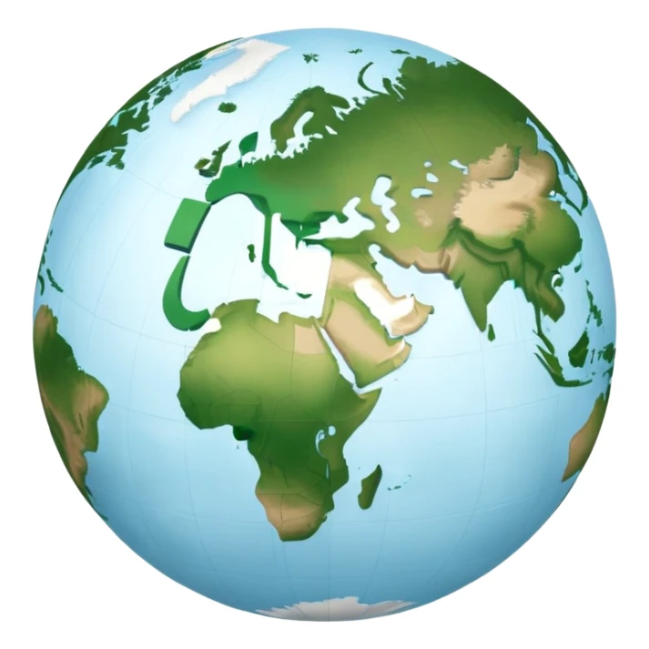 Minimalist Earth globe with landmasses shaped like 812 and also with large, bold "812" text prominently displayed across the globe, iOS emoji style sticker