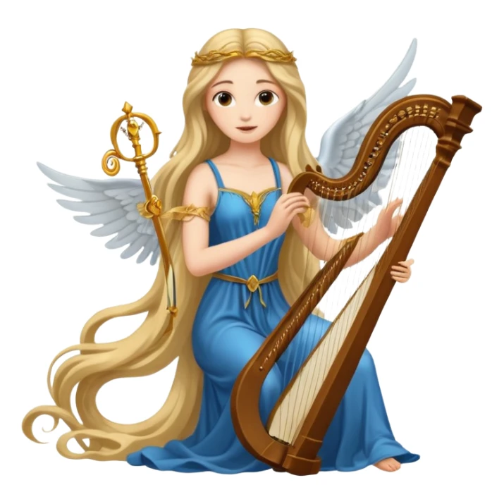 Muse of inspiration with wings and a harp in her hand sticker