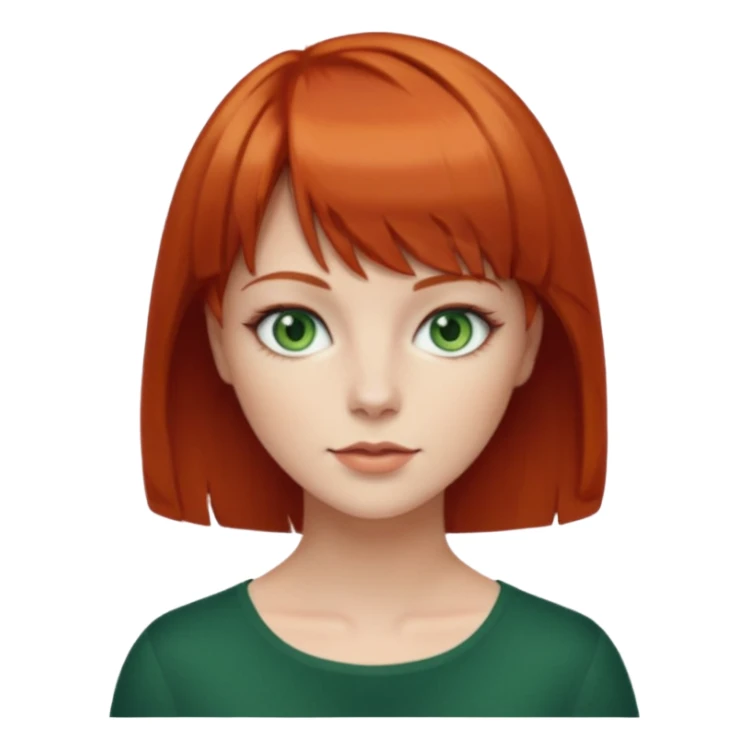 Una pelirroja ojos verdes pelo cortito con flequillo sticker