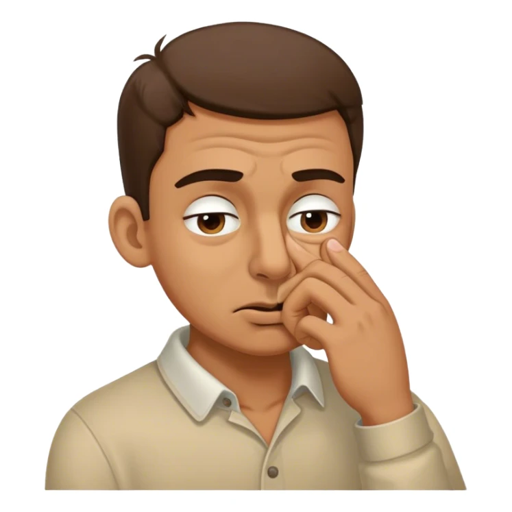 Guy with fingers pinching his nose and eyes scrunched  sticker