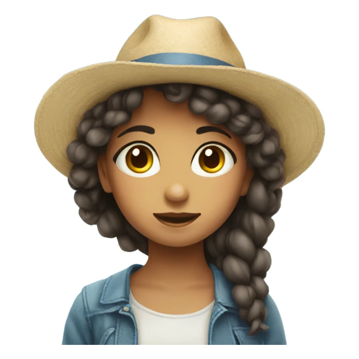 girl with hat under blue sky beautiful eyes sticker