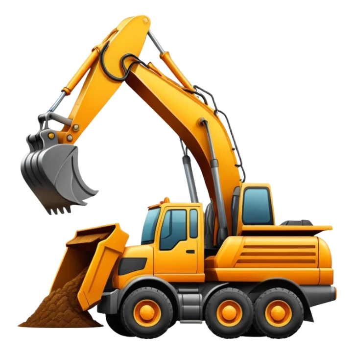 Excavator putting dirt in dump truck sticker