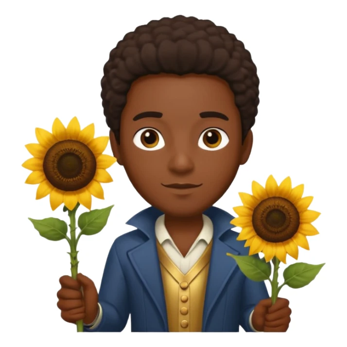 black man god with sunflower, scepter sticker