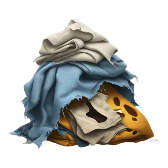 pile of ripped rotten clothes sticker
