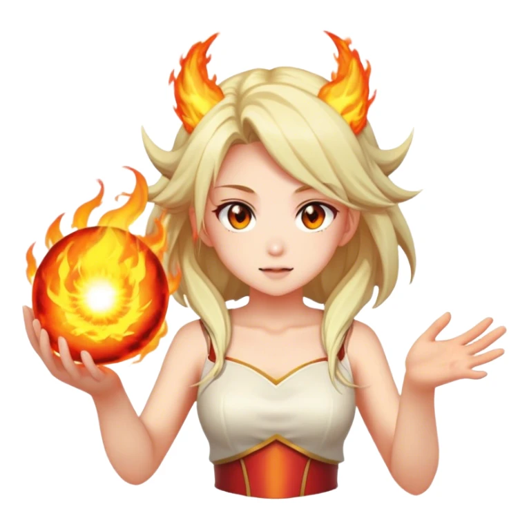 anime dragon girl casts fireball sticker
