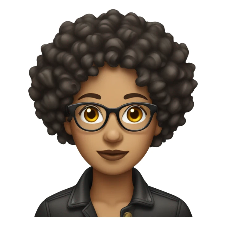 Lightskin dark curly hair woman with glasses  sticker