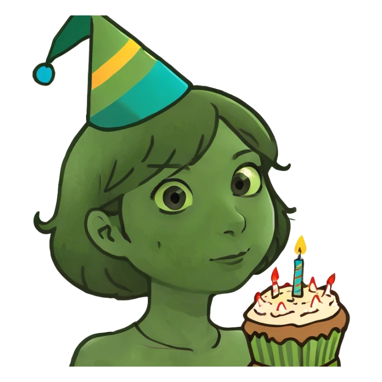 Girl with brown hair and birthday hat  sticker