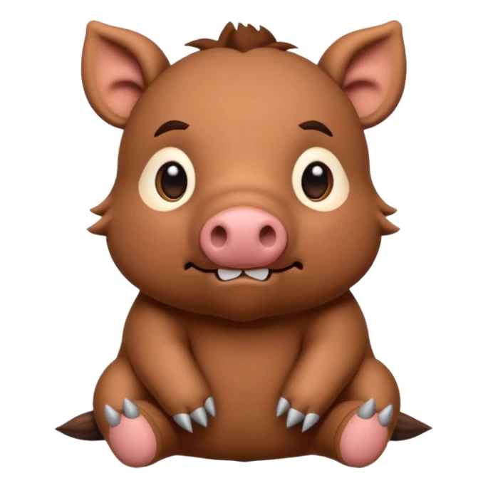 Chibi style stuffed animal boar. I has buttons for eyes and exaggerated stitching sticker