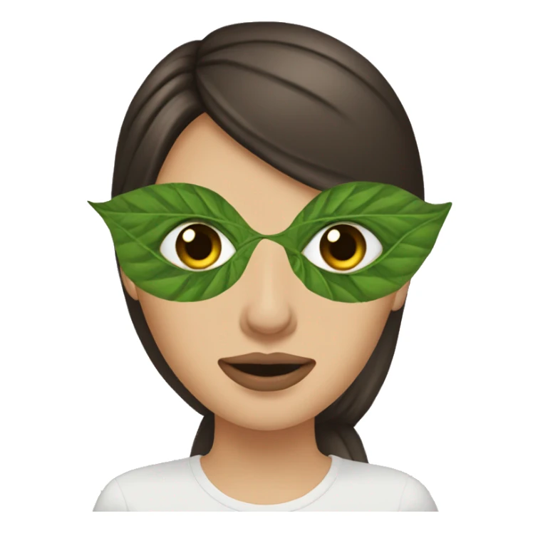 Brunette woman with  marijuana, ￼leaf  and low eyes  sticker
