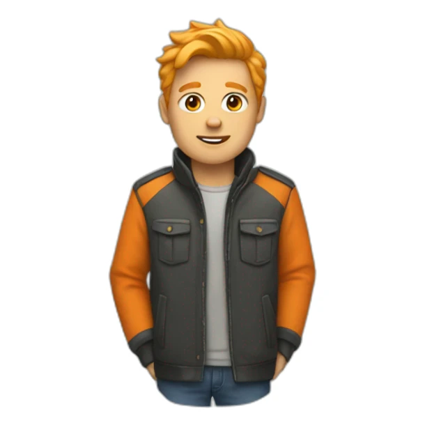 man in jacket with orange and blonde hair  sticker