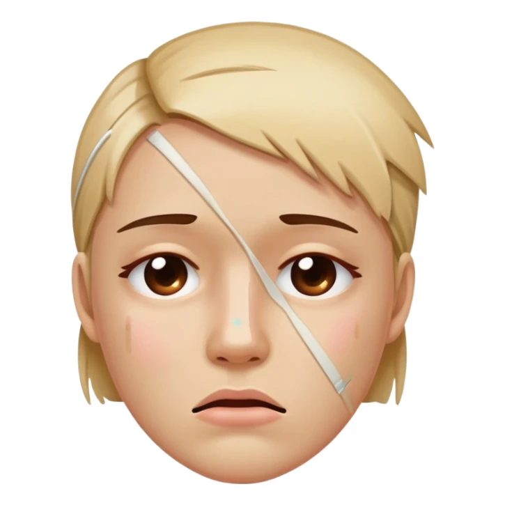 Face with bandaid and bruise showing emotional pain sticker