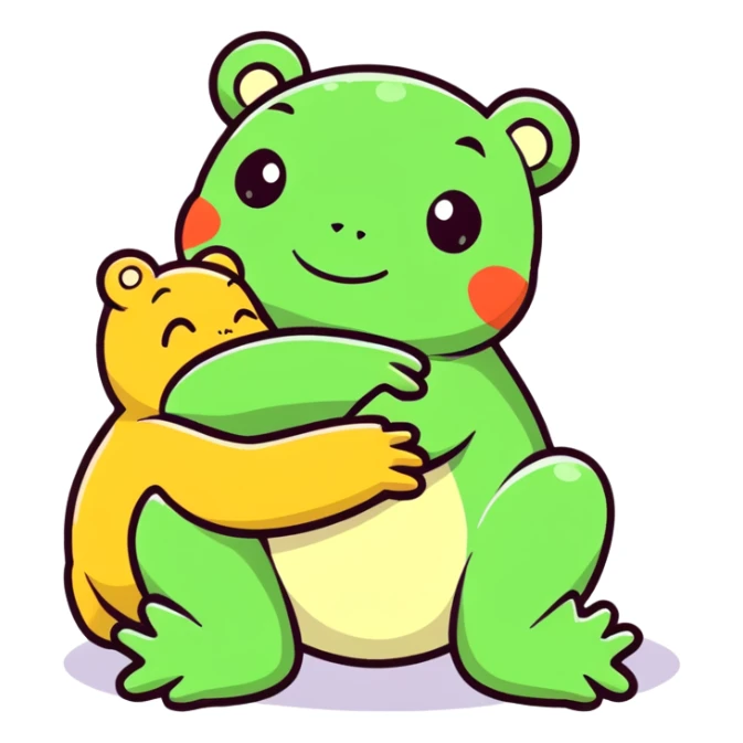 Rana abrazando a un oso sticker