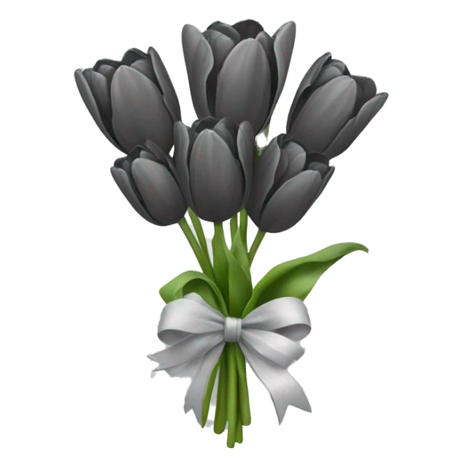 light black tulip bouquet with light grey bow and snow sticker