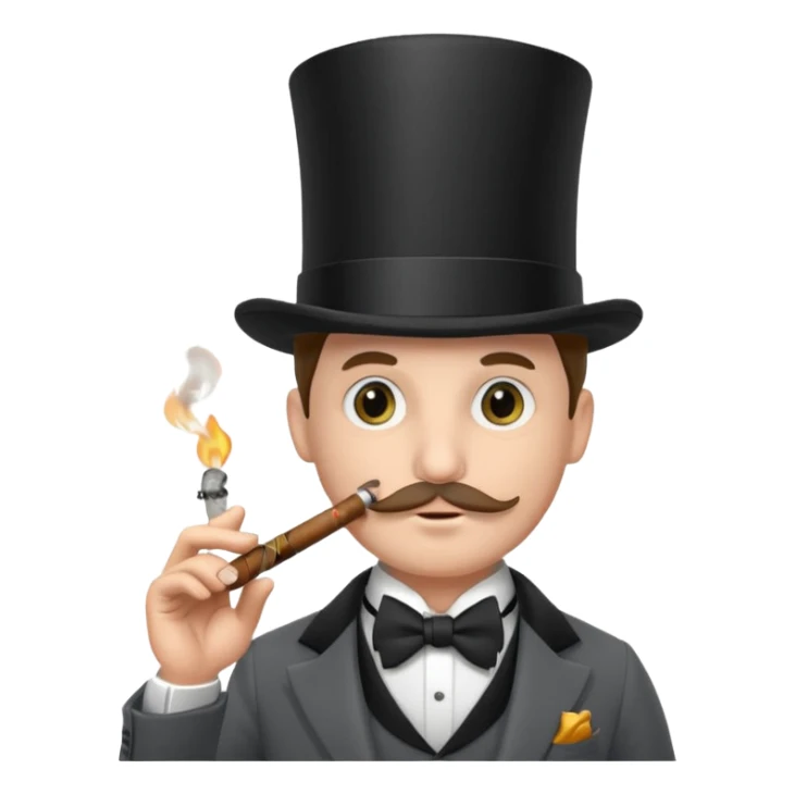 a sophisticated gentleman with a top hat, monocle and cigar sticker
