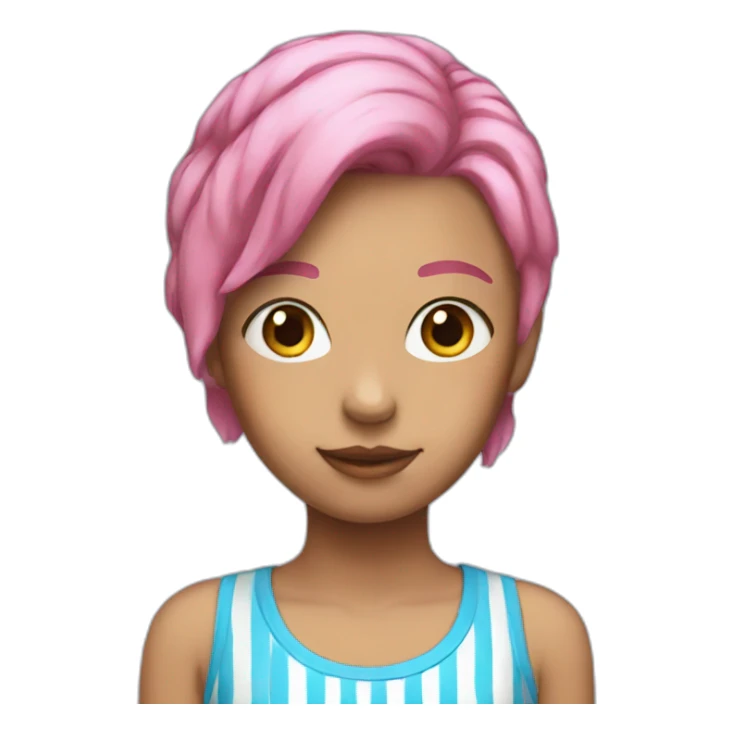 girl with pink hair with blue stripes sticker