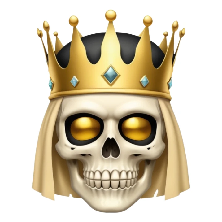 skull wearing a golden crown and black ski mask sticker