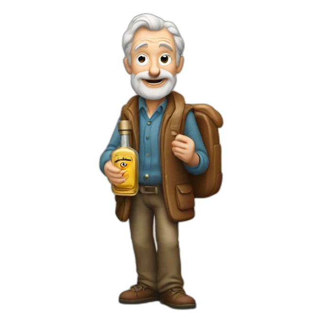 old man holding a cologne bottle, word "sauvage" at the back sticker