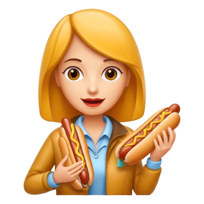 tourist woman holding hot dog sticker