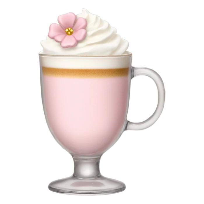 Light Pink latte classy in glass with flower sticker