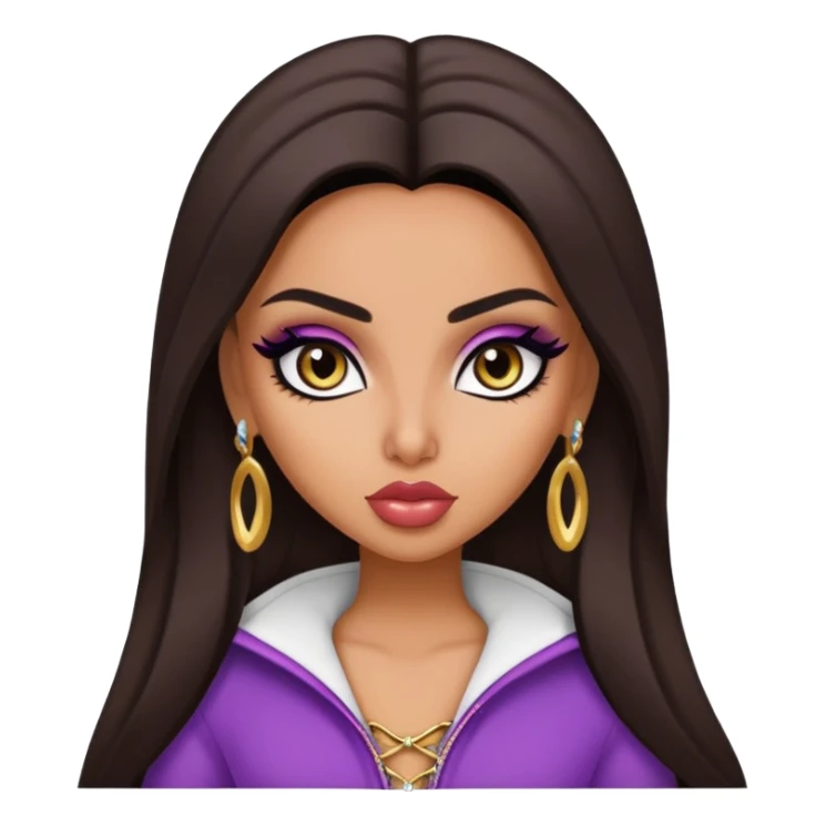 arabian nose, pretty lips, clothes, medium skin,  dark bl, pretty bratz baddie, black eyeliner sticker