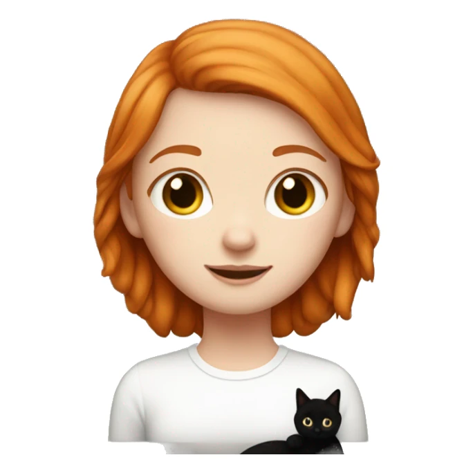 Ginger girl with black and white cat  sticker