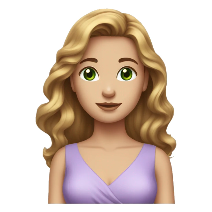 golden brown hair green eyes lavender dress sticker