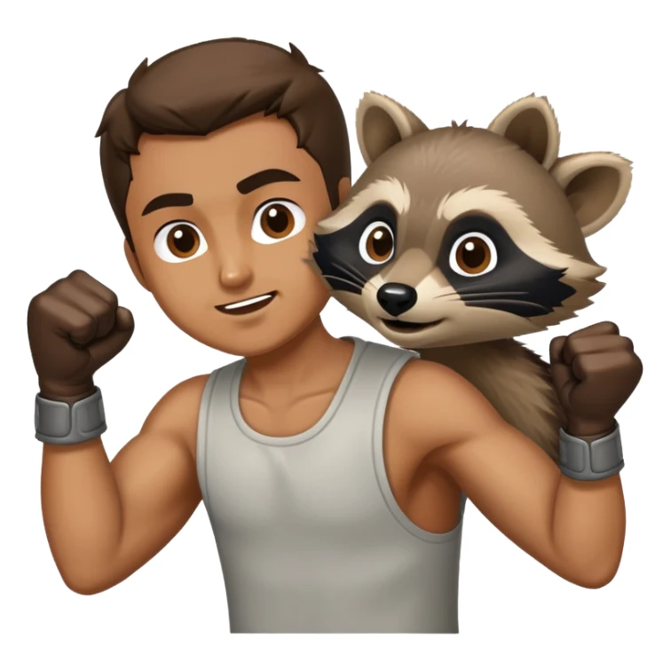 Man punching a raccoon  sticker