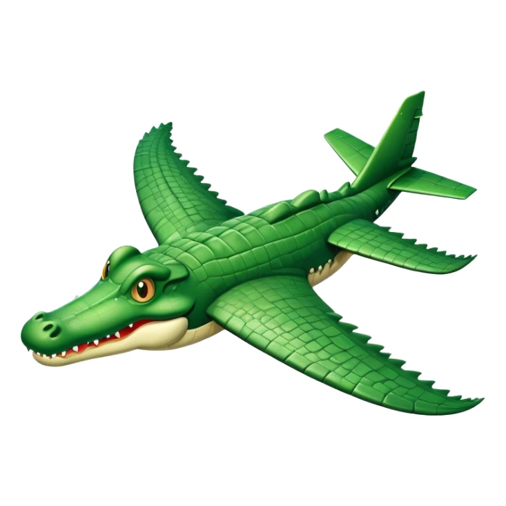 A crocodile with airplane wings flying in the sky sticker