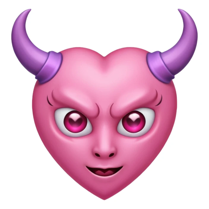 a plain pink heart with demon horns on it, no face sticker