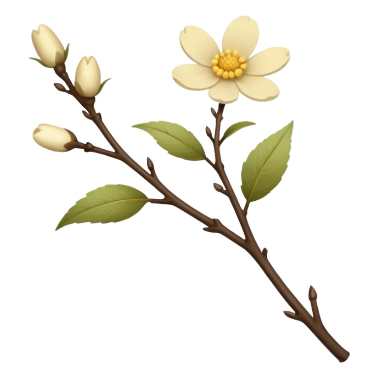 A twig Creamy color flower aesthetic  sticker