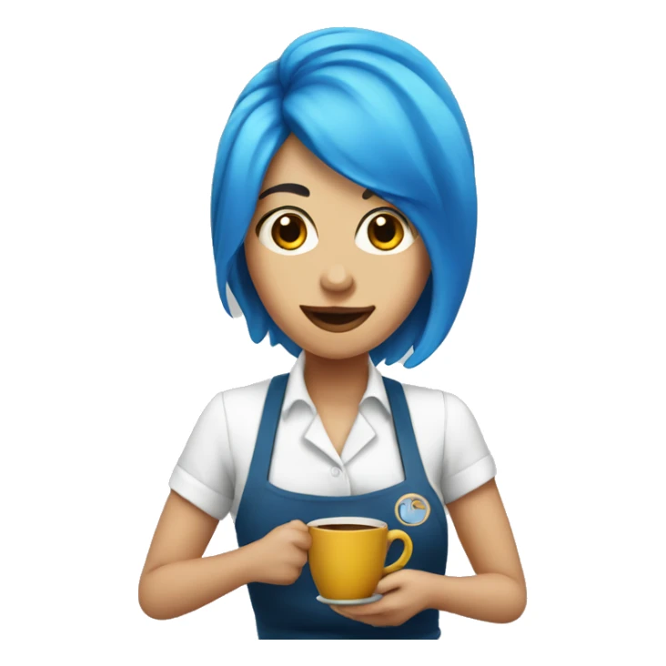 Blue hair barista serving coffee sticker