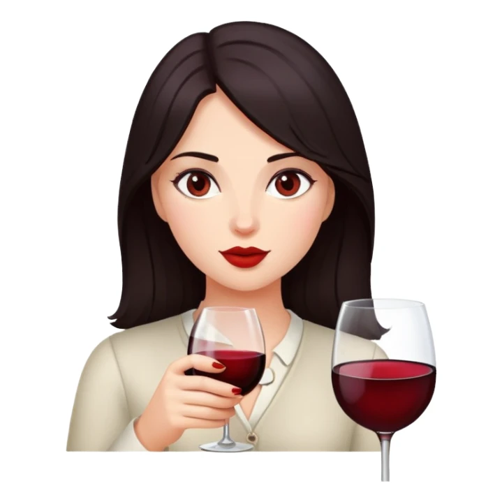 A girl with dark hair drinks wine sticker