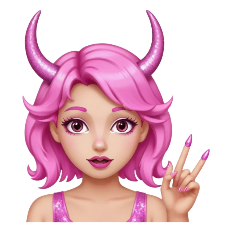 glitter pink girl naughty selfie glitter pink horns sticker