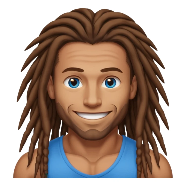 muscular man with long brown dreads and blue eyes sticker