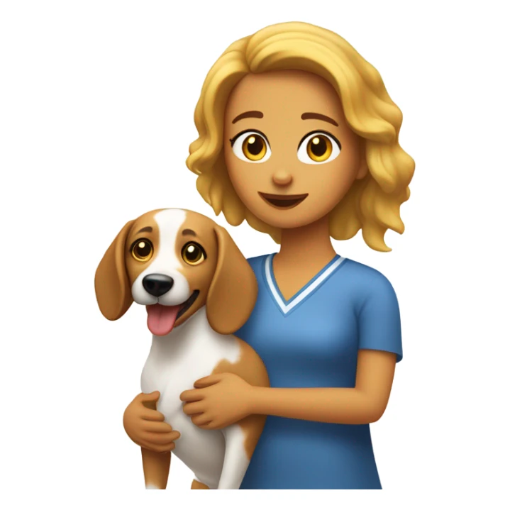 Chica blanca con pelo moreno con un perrito salchicha sticker