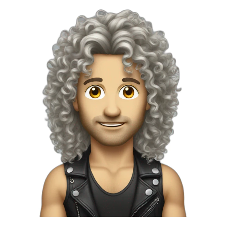 80s long curly hair rocker sticker