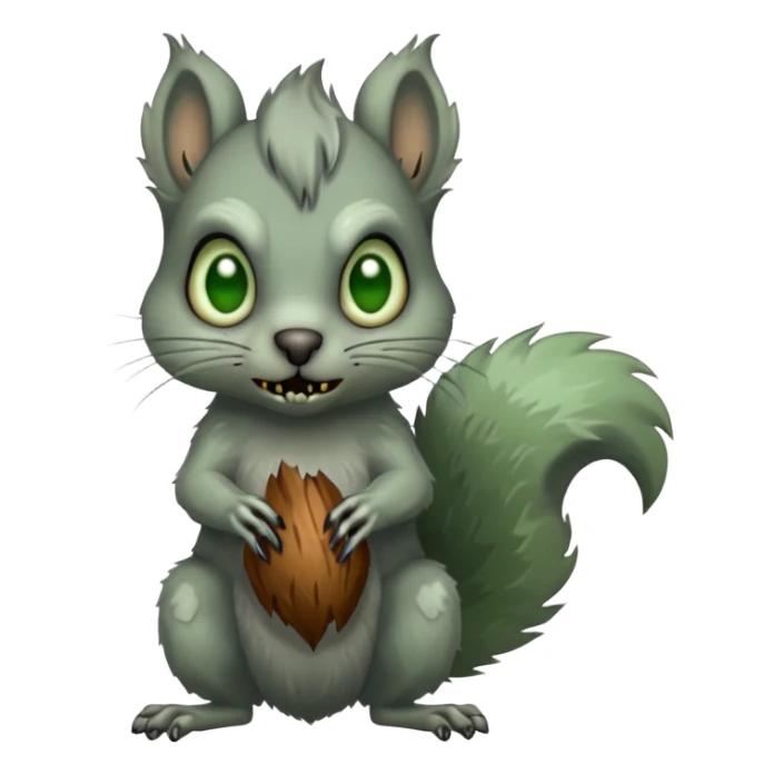 zombie squirrel, undead, grey, greenish eyes sticker
