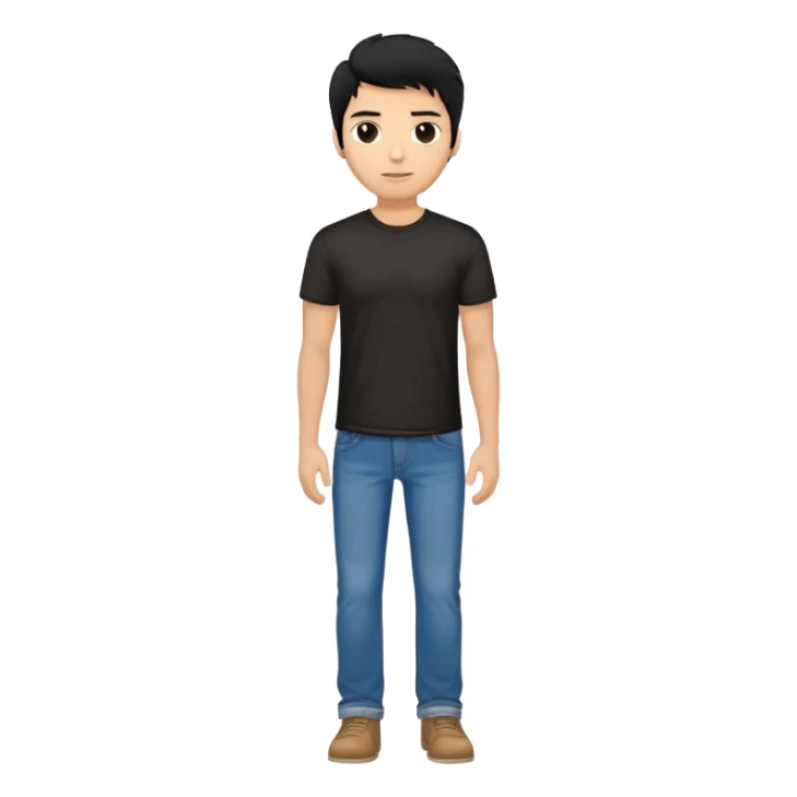 man with black hair, wearing jeans and a black t-shirt, facing the camera sticker