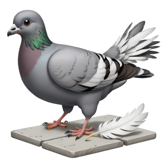 Pigeon eating scraps on a sidewalk sticker