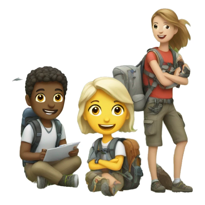 friends enjoying outdoor adventure sticker