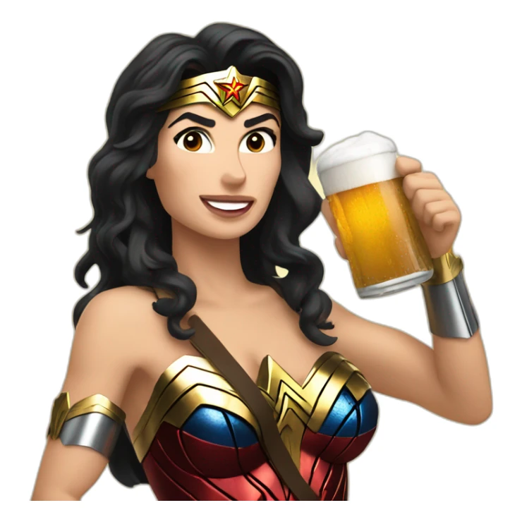 Wonder woman drunking beer sticker