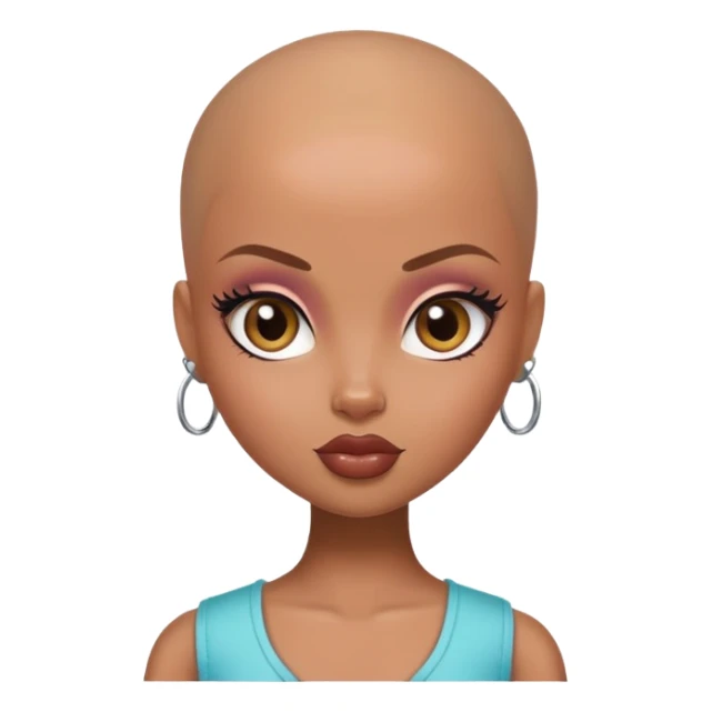 pretty bratz baddie, bald, brown skin sticker