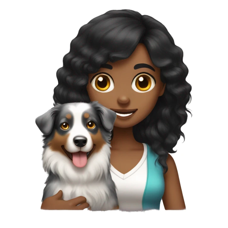 Black hair girl with australian shepherd sticker