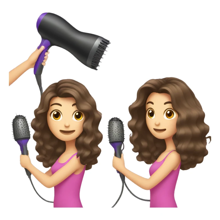 Brunette girl blow drying hair sticker