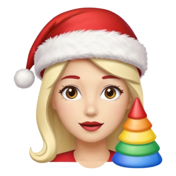 women santa with party cap rainbow cap 
   sticker
