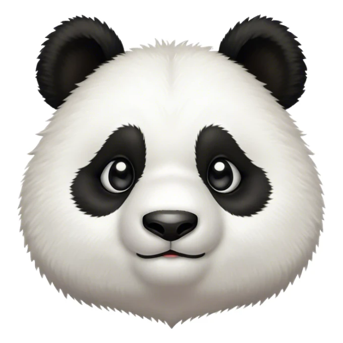 Cinematic Cute Panda Portrait Emoji, Head tilted playfully and inquisitively, featuring a fluffy, contrasting Fur of black and white with a charming expression and round, sparkling eyes filled with curiosity, Simplified yet irresistibly adorable features, highly detailed, glowing with a warm, friendly glow, high shine, affectionate and playful, stylized with a touch of bamboo whimsy, bright and endearing, soft glowing outline, capturing the essence of a mischievous yet loving panda, so playful it feels like it could roll out of the screen and into your arms! sticker