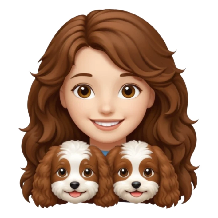 Make a girl wt long brown hair and a dog cavapoo sticker